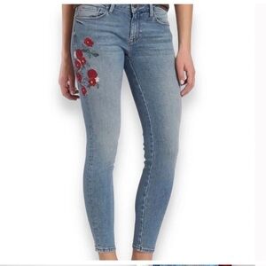 Mavi Women's Skinny Jeans with Red Floral Embroidery